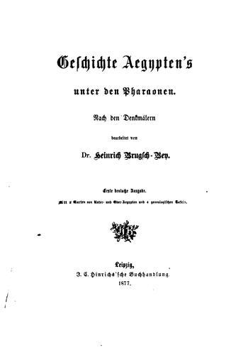 Cover for Geschichte Aegypten's unter den Pharaonen