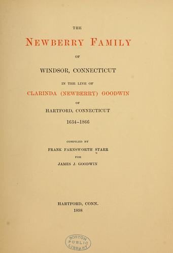 Cover for The Newberry family of Windsor, Connecticut