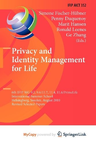 Cover for Privacy and Identity Management for Life