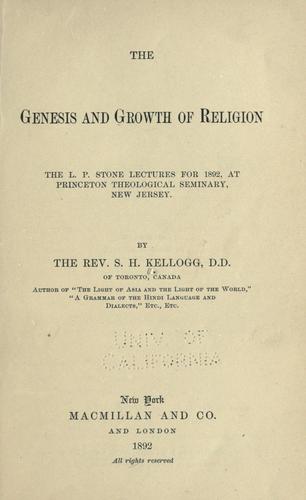 Cover for The genesis and growth of religion