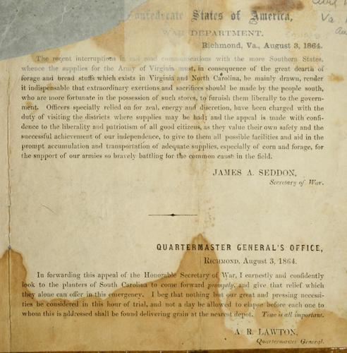 Cover for Circular regarding impressment of food supplies in the Southern states
