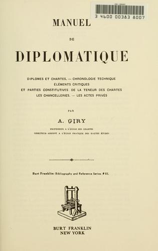 Cover for Manuel de diplomatique