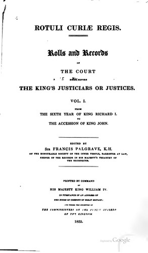 Cover for Rotuli curiæ regis: Rolls and records of the court held before the King's ...
