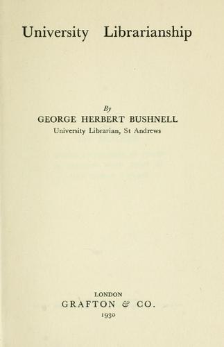 Cover for University librarianship
