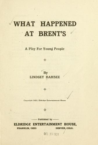 Cover for What happened at Brent's
