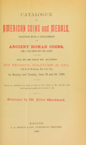 Cover for Catalogue of American coins and medals, together with a consignment of ancient Roman coins, from a well-known New York cabinet