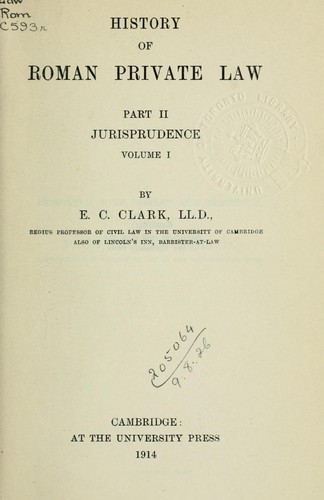 Cover for History of Roman private law ...