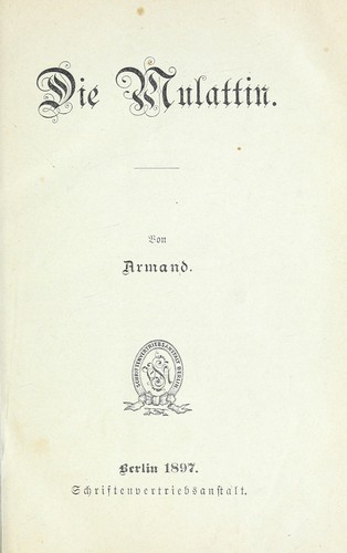 Cover for Die Mulattin