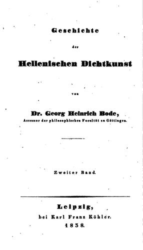 Cover for Geschichte der hellenischen Dichtkunst