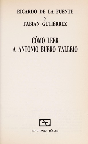 Cover for Cómo leer a Antonio Buero Vallejo