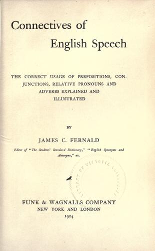 Cover for Connectives of English speech