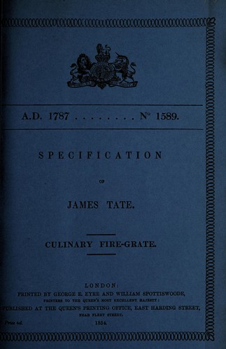 Cover for Specification of James Tate