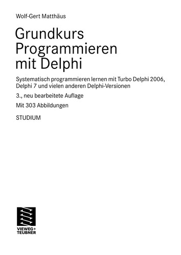 Cover for Grundkurs Programmieren mit Delphi