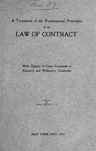 Cover for A treatment of the fundamental principles of the law of contracts