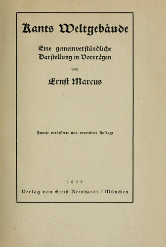 Cover for Kants Weltgebäude