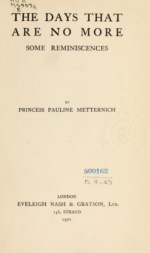 Cover for The days that are no more