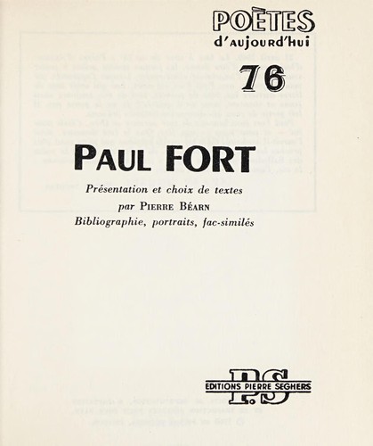 Cover for Paul Fort