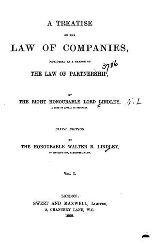Cover for A treatise on the law of companies, considered as a branch of the law of partnership