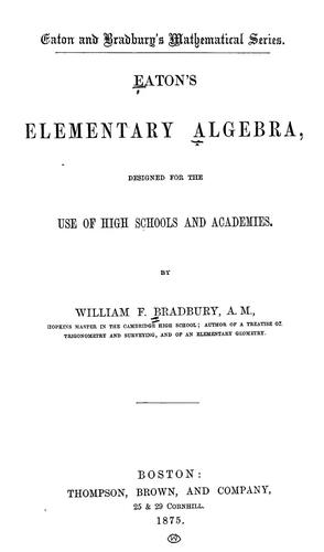Cover for Bradbury's Elementary algebra