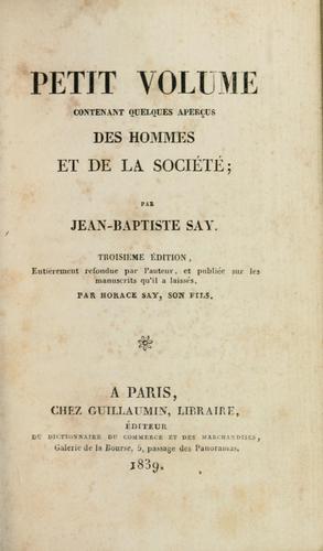 Cover for Petit volume contenant quelques aperçus des hommes et de la société