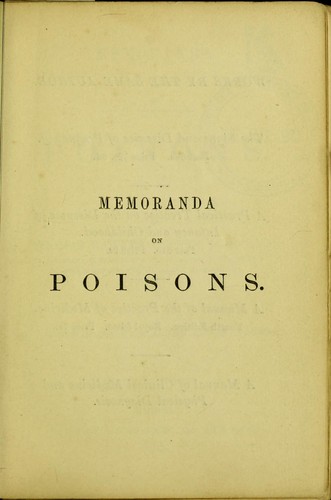 Cover for Memoranda on poisons