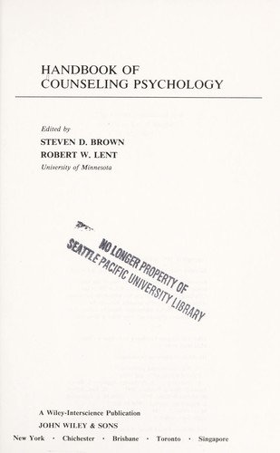 Cover for Handbook of counseling psychology