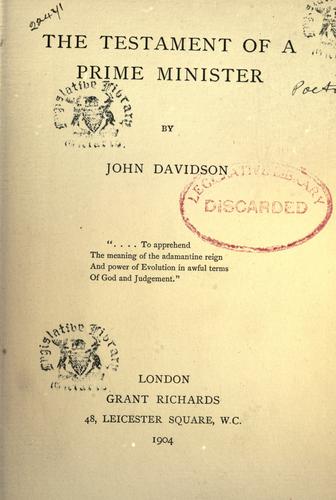 Cover for The testament of a prime minister