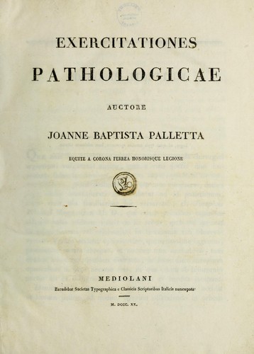 Cover for Exercitationes pathologicae