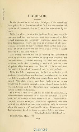 Cover for Notes on the Constitution of the United States