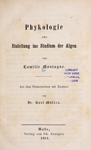 Cover for Phykologie