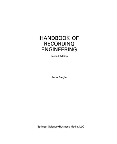 Cover for Handbook of Recording Engineering