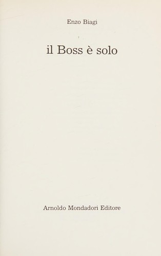 Cover for Il Boss è solo
