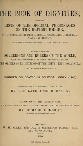 Cover for The book of dignities