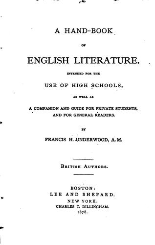 Cover for A Hand-book of English Literature: Intended for the Use of High Schools, as ...