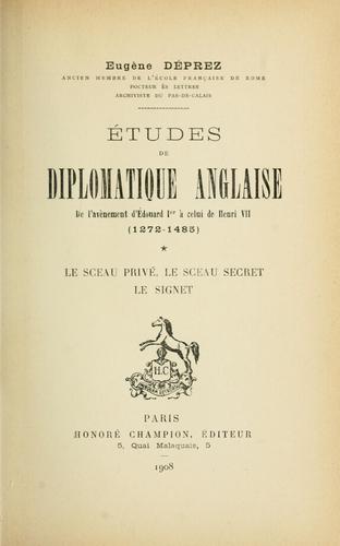 Cover for Études de diplomatique anglaise