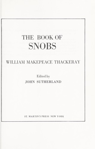 Cover for The book of snobs
