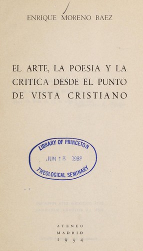 Cover for El arte, la poesía y la crítica desde el punto de vista cristiano