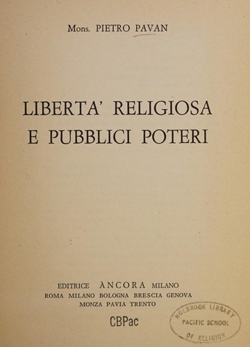 Cover for Libertà religiosa e pubblici poteri
