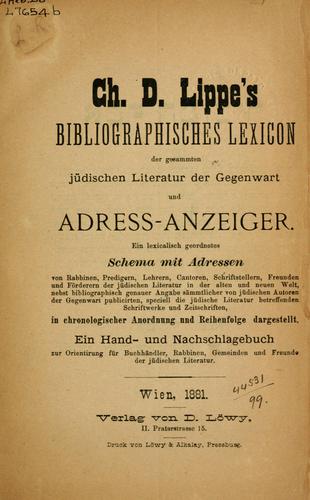 Cover for Bibliographisches Lexicon der gesammten jüdischen Literatur der Gegenwart