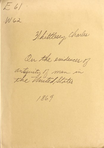 Cover for On the evidneceas of the antiquity of man in the United States