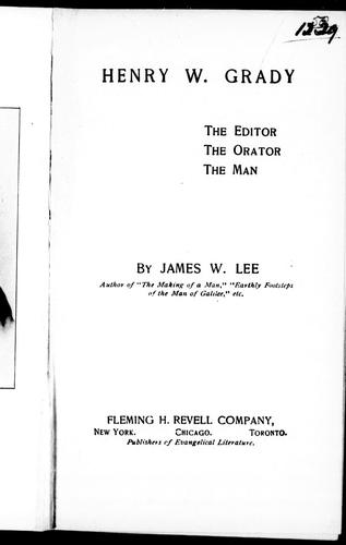 Cover for Henry W. Grady