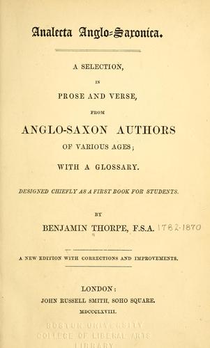 Cover for Analecta anglo-saxonica
