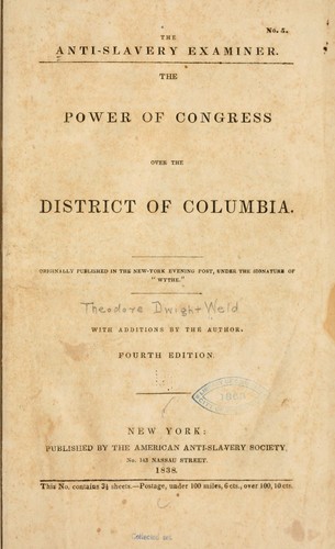 Cover for The power of Congress over the District of Columbia.