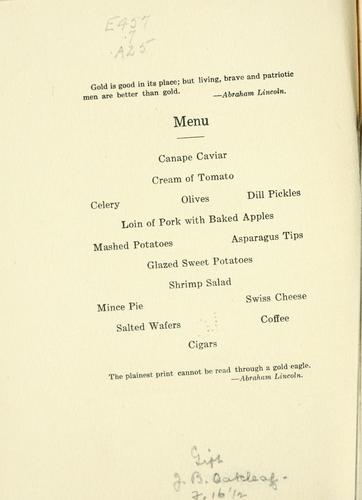 Cover for After dinner club, Moline, Illinois.