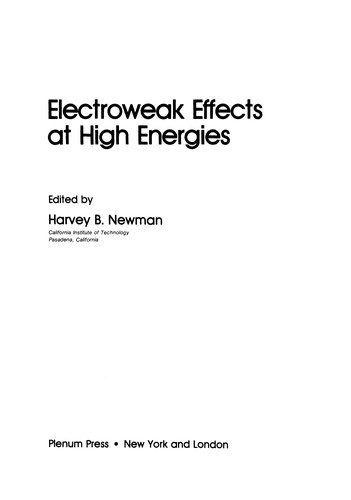 Cover for Electroweak Effects at High Energies