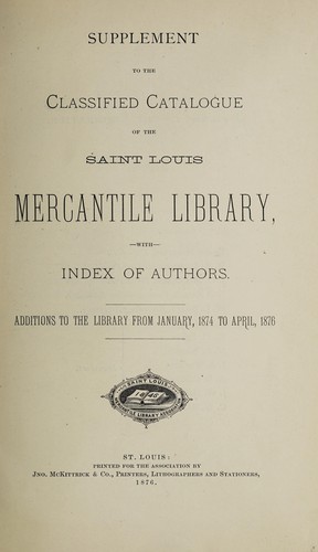 Cover for Supplement to the Classified catalogue of the Saint Louis Mercantile Library, with index of authors