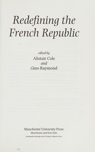 Cover for Redefining the French Republic