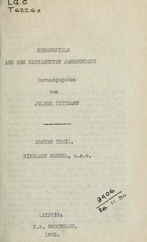 Cover for Schauspiele aus dem sechzehnten Jahrhundert.