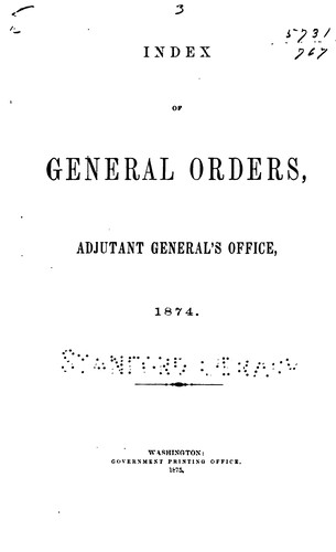 Cover for General Orders