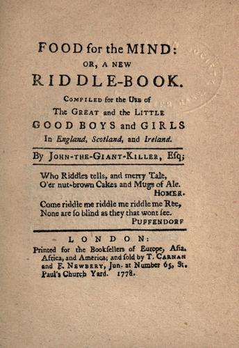 Cover for Food for the mind, or, A new riddle-book